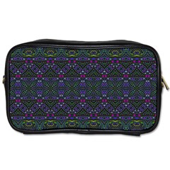 Boho Purple Green Pattern Toiletries Bag (one Side) by SpinnyChairDesigns