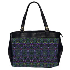 Boho Purple Green Pattern Oversize Office Handbag (2 Sides) by SpinnyChairDesigns