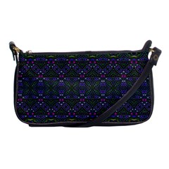 Boho Purple Green Pattern Shoulder Clutch Bag by SpinnyChairDesigns