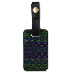 Boho Purple Green Pattern Luggage Tag (one Side) by SpinnyChairDesigns