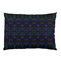 Boho Purple Green Pattern Pillow Case (two Sides) by SpinnyChairDesigns