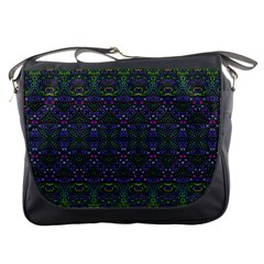 Boho Purple Green Pattern Messenger Bag by SpinnyChairDesigns