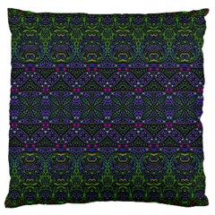 Boho Purple Green Pattern Large Cushion Case (two Sides) by SpinnyChairDesigns