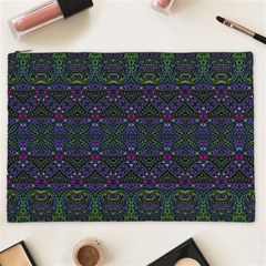 Boho Purple Green Pattern Cosmetic Bag (xxl) by SpinnyChairDesigns