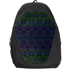 Boho Purple Green Pattern Backpack Bag by SpinnyChairDesigns