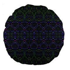 Boho Purple Green Pattern Large 18  Premium Round Cushions by SpinnyChairDesigns