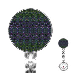 Boho Purple Green Pattern Stainless Steel Nurses Watch