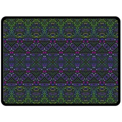 Boho Purple Green Pattern Double Sided Fleece Blanket (large)  by SpinnyChairDesigns