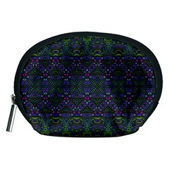 Boho Purple Green Pattern Accessory Pouch (medium) by SpinnyChairDesigns