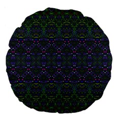 Boho Purple Green Pattern Large 18  Premium Flano Round Cushions by SpinnyChairDesigns