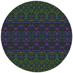 Boho Purple Green Pattern Wooden Puzzle Round by SpinnyChairDesigns