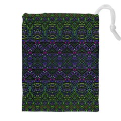 Boho Purple Green Pattern Drawstring Pouch (5xl) by SpinnyChairDesigns