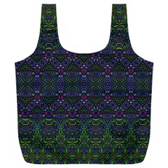 Boho Purple Green Pattern Full Print Recycle Bag (xxl) by SpinnyChairDesigns