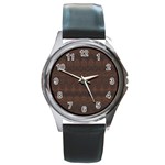 Boho Chocolate Brown Round Metal Watch Front