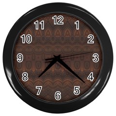 Boho Chocolate Brown Wall Clock (black) by SpinnyChairDesigns