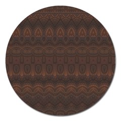 Boho Chocolate Brown Magnet 5  (round) by SpinnyChairDesigns