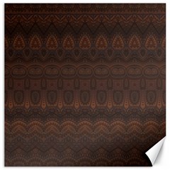 Boho Chocolate Brown Canvas 12  X 12  by SpinnyChairDesigns