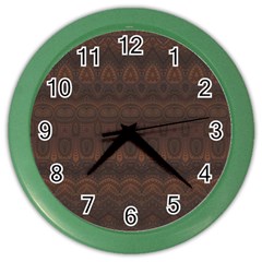 Boho Chocolate Brown Color Wall Clock by SpinnyChairDesigns