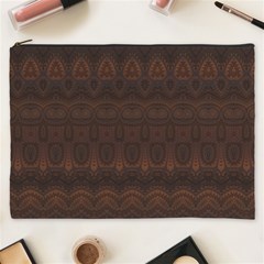 Boho Chocolate Brown Cosmetic Bag (xxxl) by SpinnyChairDesigns