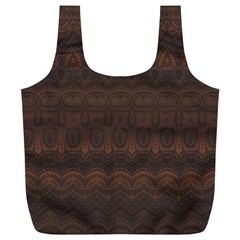 Boho Chocolate Brown Full Print Recycle Bag (xl) by SpinnyChairDesigns