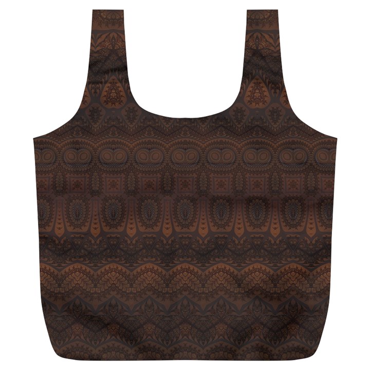 Boho Chocolate Brown Full Print Recycle Bag (XL)