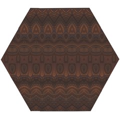 Boho Chocolate Brown Wooden Puzzle Hexagon by SpinnyChairDesigns