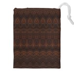 Boho Chocolate Brown Drawstring Pouch (4XL) Front