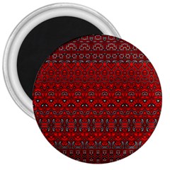 Boho Red Black Grey 3  Magnets by SpinnyChairDesigns