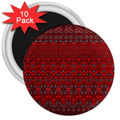 Boho Red Black Grey 3  Magnets (10 Pack)  by SpinnyChairDesigns