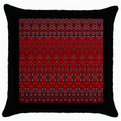 Boho Red Black Grey Throw Pillow Case (black) by SpinnyChairDesigns