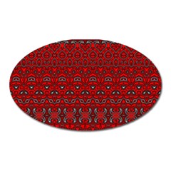 Boho Red Black Grey Oval Magnet by SpinnyChairDesigns