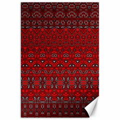 Boho Red Black Grey Canvas 20  X 30  by SpinnyChairDesigns