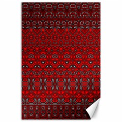 Boho Red Black Grey Canvas 24  X 36  by SpinnyChairDesigns