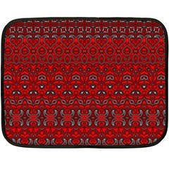 Boho Red Black Grey Double Sided Fleece Blanket (mini)  by SpinnyChairDesigns