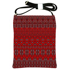 Boho Red Black Grey Shoulder Sling Bag by SpinnyChairDesigns