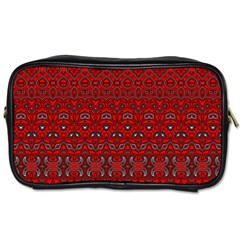 Boho Red Black Grey Toiletries Bag (one Side) by SpinnyChairDesigns