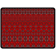 Boho Red Black Grey Fleece Blanket (large)  by SpinnyChairDesigns