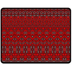 Boho Red Black Grey Double Sided Fleece Blanket (medium)  by SpinnyChairDesigns