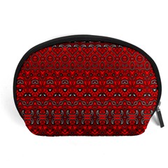 Boho Red Black Grey Accessory Pouch (large) by SpinnyChairDesigns