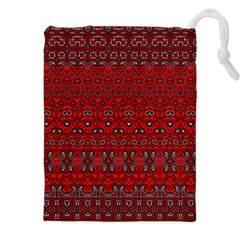 Boho Red Black Grey Drawstring Pouch (4xl) by SpinnyChairDesigns