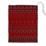 Boho Red Black Grey Drawstring Pouch (5XL) Front