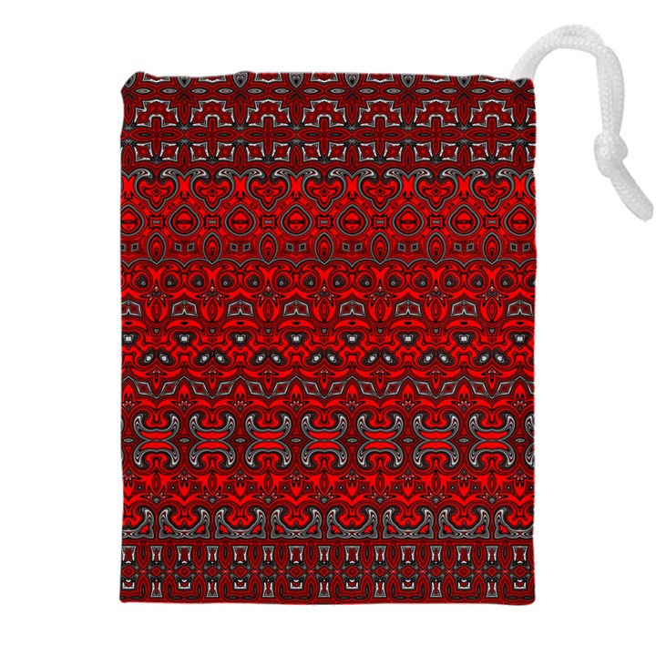 Boho Red Black Grey Drawstring Pouch (5XL)