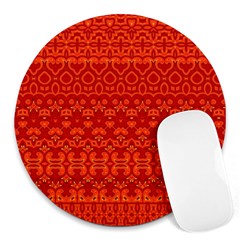 Boho Red Orange Round Mousepads by SpinnyChairDesigns