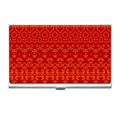 Boho Red Orange Business Card Holder by SpinnyChairDesigns