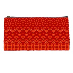 Boho Red Orange Pencil Case by SpinnyChairDesigns