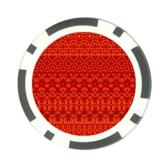 Boho Red Orange Poker Chip Card Guard (10 Pack) by SpinnyChairDesigns