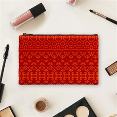 Boho Red Orange Cosmetic Bag (medium) by SpinnyChairDesigns