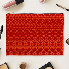 Boho Red Orange Cosmetic Bag (xl) by SpinnyChairDesigns