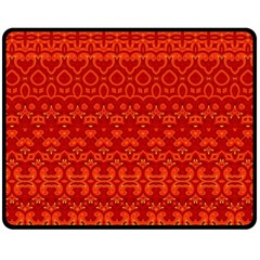 Boho Red Orange Fleece Blanket (medium)  by SpinnyChairDesigns