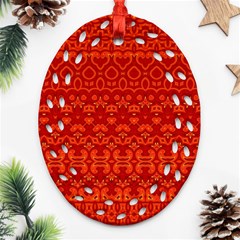 Boho Red Orange Ornament (oval Filigree) by SpinnyChairDesigns